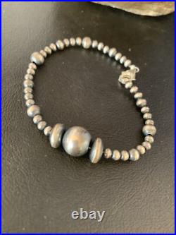 Navajo Sterling Silver 7 Handmade Bead Bracelet 14189