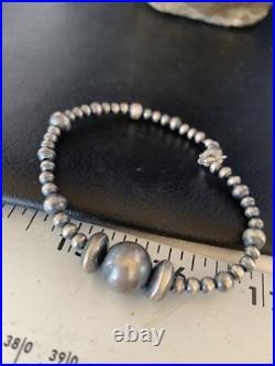 Navajo Sterling Silver 7 Handmade Bead Bracelet 14189