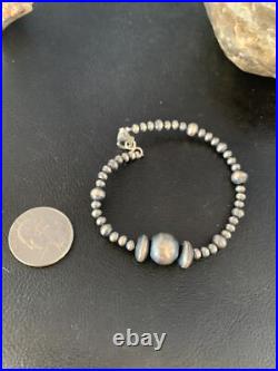 Navajo Sterling Silver 8 Handmade Bead Bracelet 14187