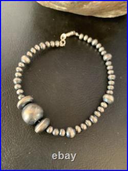 Navajo Sterling Silver 8 Handmade Bead Bracelet 14187