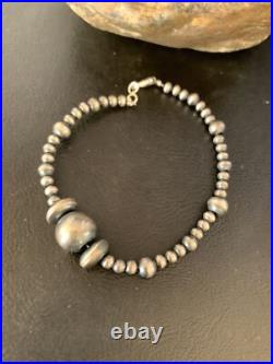 Navajo Sterling Silver 8 Handmade Bead Bracelet 14187