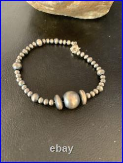 Navajo Sterling Silver 8 Handmade Bead Bracelet 14187