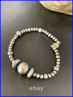 Navajo Sterling Silver 8 Handmade Bead Bracelet 14187