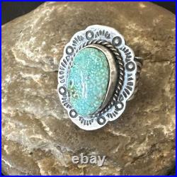 Navajo Sterling Silver Blue Kingman Turquoise Ring Size 7.5 19004