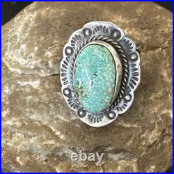 Navajo Sterling Silver Blue Kingman Turquoise Ring Size 7.5 19004