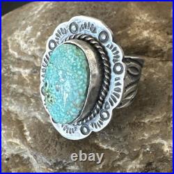 Navajo Sterling Silver Blue Kingman Turquoise Ring Size 7.5 19004