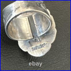 Navajo Sterling Silver Blue Kingman Turquoise Ring Size 7.5 19004