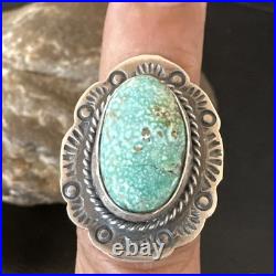 Navajo Sterling Silver Blue Kingman Turquoise Ring Size 7.5 19004