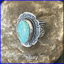 Navajo Sterling Silver Blue Kingman Turquoise Ring Size 7.5 19004