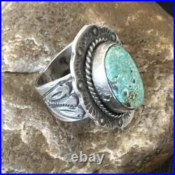 Navajo Sterling Silver Blue Kingman Turquoise Ring Size 7.5 19004
