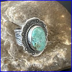 Navajo Sterling Silver Blue Kingman Turquoise Ring Size 7.5 19004