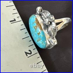Navajo Sterling Silver Blue Turquoise #8 Ring Sets Sz 8 18106