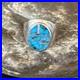Navajo Sterling Silver Blue Turquoise Inlay Ring Sz 9.5 14749
