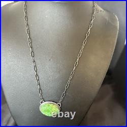 Navajo Sterling Silver Chain Green Turquoise Necklace Pendant 20 11839 Navajo Sterling Silver Chain Green Turquoise Necklace Pendant 20 11839