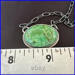 Navajo Sterling Silver Chain Green Turquoise Necklace Pendant 20 11839 Navajo Sterling Silver Chain Green Turquoise Necklace Pendant 20 11839