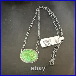 Navajo Sterling Silver Chain Green Turquoise Necklace Pendant 20 11839 Navajo Sterling Silver Chain Green Turquoise Necklace Pendant 20 11839