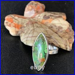 Navajo Sterling Silver Green Mohave Turquoise Ring Size 7 14039