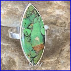 Navajo Sterling Silver Green Mohave Turquoise Ring Size 7 14039