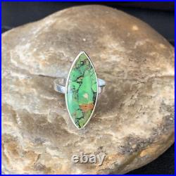 Navajo Sterling Silver Green Mohave Turquoise Ring Size 7 14039