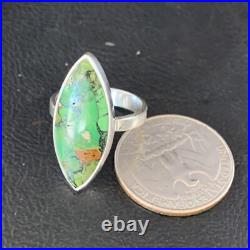 Navajo Sterling Silver Green Mohave Turquoise Ring Size 7 14039