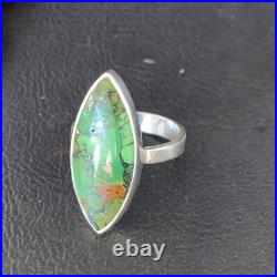 Navajo Sterling Silver Green Mohave Turquoise Ring Size 7 14039