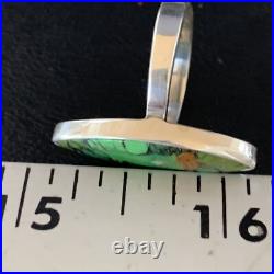 Navajo Sterling Silver Green Mohave Turquoise Ring Size 7 14039