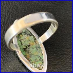 Navajo Sterling Silver Green Mohave Turquoise Ring Size 7 14039