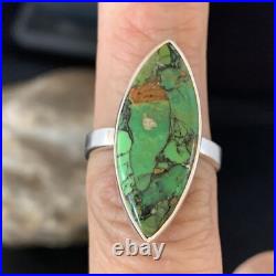 Navajo Sterling Silver Green Mohave Turquoise Ring Size 7 14039