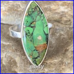 Navajo Sterling Silver Green Mohave Turquoise Ring Size 7 14039