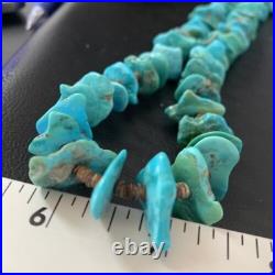 Navajo Sterling Silver Kingman Turquoise Shell Necklace 26 11817