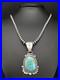 Navajo Sterling Silver Necklace Spiderweb Turquoise 2.25 Pendant 13918
