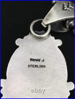 Navajo Sterling Silver Necklace Spiderweb Turquoise 2.25 Pendant 13918