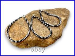 Navajo Sterling Silver Rondelles Saucer Flat Bead Bracelet 4mm 6 98946