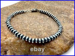 Navajo Sterling Silver Rondelles Saucer Flat Bead Bracelet 5mm 7 97507