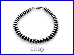 Navajo Sterling Silver Rondelles Saucer Flat Bead Bracelet 6mm 6 97606