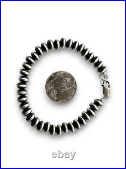Navajo Sterling Silver Rondelles Saucer Flat Bead Bracelet 6mm 6 97606