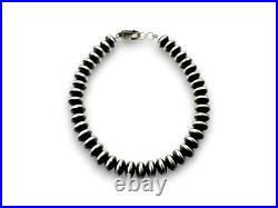 Navajo Sterling Silver Rondelles Saucer Flat Bead Bracelet 6mm 6 97606