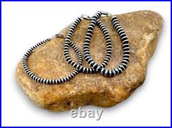 Navajo Sterling Silver Rondelles Saucer Flat Bead Bracelet 6mm 6 97606
