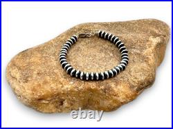 Navajo Sterling Silver Rondelles Saucer Flat Bead Bracelet 6mm 6 97606
