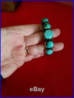 Navajo Sterling Turquoise Native American Dead Pawn Cuff Bracelet Vintage Silver