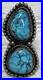 Navajo Vintage Native American Sterling Silver 2 Gorgeous Blue Turquoise Ring 9