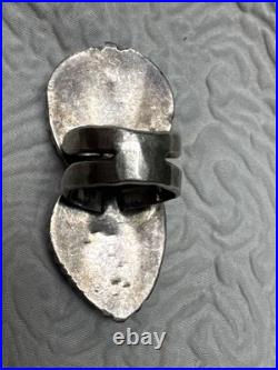 Navajo Vintage Native American Sterling Silver 2 Gorgeous Blue Turquoise Ring 9