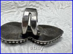 Navajo Vintage Native American Sterling Silver 2 Gorgeous Blue Turquoise Ring 9