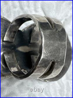 Navajo Vintage Native American Sterling Silver 2 Gorgeous Blue Turquoise Ring 9