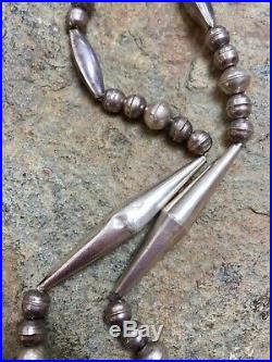 Navajo Vintage Sandcast Sterling Rainbow Yei Naja & Pearls Necklace 18 25 Grams