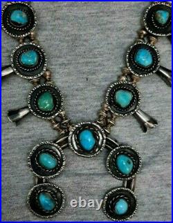 Navajo Vintage Sterling Silver & Turquoise Southwest Old Pawn Squash Blossom