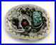 Navajo Warrior Belt Buckle. 999 Nickel Vintage Turquoise & Coral