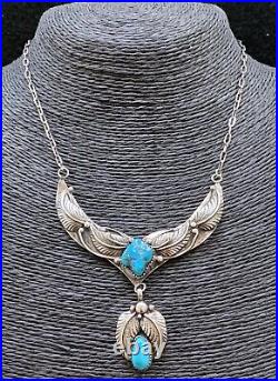 Navajo sterling silver Turquoise Pendant Necklace