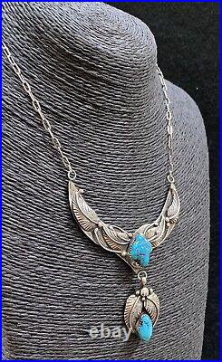 Navajo sterling silver Turquoise Pendant Necklace