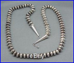 Nice Vintage Native American Sterling Silver Saucer Bench Bead Necklace